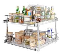 VEVOR Cestello Estraibile Sottolavello da Cucina 2 Ripiani 474x533mm e 452x516mm in Acciaio Cromato, Cestello Scorrevole Cucina Ripiano Carico max. 30kg, Cestello Portautensili Sottolavello da Cucina