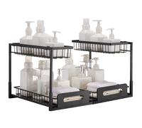 VEVOR Organizzatore Estensibile a 2 Ripiani, Organizzatore Scorrevole Sotto Lavello, Portaoggetti con Cassetto Estraibile, Cestello in Filo Metallico, Ripiano per Cucina Bagno, 270x360x280 mm 2 Pezzi