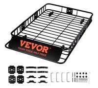 VEVOR Cestello Portabagagli da Tetto Auto SUV Camion in Acciaio Q195 Capacità Massima da 90,7 kg 163 x 99 x 15,2 cm per Campeggio Viaggio Escursione, Cestino Portapacchi da Tetto per Auto Regolabile