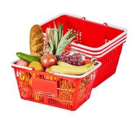 VEVOR Cestini per Spesa Cestini della Spesa Impilabili in Plastica con Manici Set da 4 Pezzi, Struttura a Maglia Fitta, Portatili per Supermercati, Uso Domestico, Carico max. 2,1 kg, Rosso