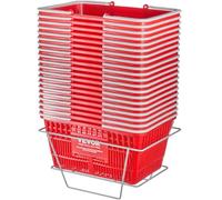 VEVOR Cestino della Spesa, Cestino della Spesa Portatile Utilizzato Sfuso per Spesa Supermercato al Dettaglio, in Plastica Resistente con Manico Supporto, 21 Litri 20 Pezzi, 420 x 300 x 210 mm Rosso