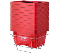 VEVOR Cestino della Spesa Portatile 12 Pezzi 24 Litri con Manico Supporto Rosso