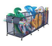 VEVOR Cestino portaoggetti per piscina, 261,6 x 81,3 x 88,9 cm, organizer per galleggianti per piscina, con tasche laterali e supporto per tagliatelle, struttura in metallo resistente, cestino in rete