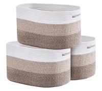 VEVOR Cesto in Corda di Cotone 3 Pezzi 22L Cesto Portaoggetti Intrecciato 380x250x225mm