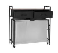 VEVOR Cesto Portabiancheria a 3 Scomparti, Contenitore per Biancheria con Ruote, Cesto Porta Biancheria, Borsa Scorrevole, 2 Cassetti Ganci, Vestiti Sporchi da Lavanderia, Bagno, Casa