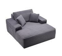 VEVOR Chaise Longue 124 cm, Divano Letto Imbottito con Cuscini Decorativi e Braccioli, Divano Letto con Seduta Profonda per Soggiorno, Poltrona Lounge in Spugna Altamente Elastica, Grigio