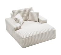 VEVOR Chaise Longue 138 cm, Divano Letto Imbottito con Cuscini Decorativi e Braccioli, Divano Letto con Seduta Profonda per Soggiorno, Poltrona Lounge in Spugna Altamente Elastica, Beige