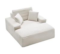VEVOR Chaise Longue 138 cm, Divano Letto Imbottito con Cuscini Decorativi e Braccioli, Divano Letto con Seduta Profonda per Soggiorno, Poltrona Lounge in Spugna Altamente Elastica, Beige