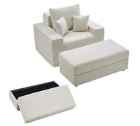 VEVOR Chaise Longue, Poltrona Modulare Senza Osso da 1115 mm per Interni, Sedia da Lettura Oversize in Velluto a Coste con Cuscini e Braccioli, Divano con Seduta Profonda per Soggiorno, Beige