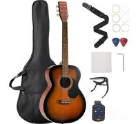 VEVOR Chitarra Acustica Dreadnought da 1016 mm Chitarra Acustica a 6 Corde con Tavola Armonica Solida Sunburst, Custodia Morbida, Accordatore, Tracolla, Corde in Acciaio, Plettri, Capotasto Mobile