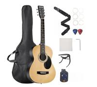 VEVOR Chitarra Acustica Dreadnought 914,4 mm Chitarra Acustica a 6 Corde con Tavola Armonica in Massello Naturale, Custodia Morbida, Accordatore, Tracolla, Corde in Acciaio, Tastiera in Palissandro