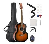 VEVOR Chitarra Acustica Dreadnought da 1016 mm Chitarra Acustica a 6 Corde con Tavola Armonica Solida Sunburst, Custodia Morbida, Accordatore, Tracolla, Corde in Acciaio, Plettri, Capotasto Mobile
