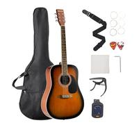 VEVOR Chitarra Acustica Dreadnought da 1041,4 mm Chitarra Acustica a 6 Corde con Tavola Armonica in Abete Massello Sunburst, Custodia Morbida, Accordatore, Tracolla, Corde in Acciaio, Capotasto