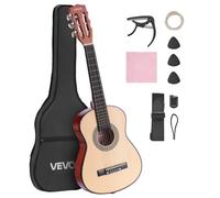 VEVOR Chitarra Classica, 780 mm, in Legno per Principianti, con Corde in Nylon, Custodia Morbida, Tracolla, Accordatore, Corde Extra, Plettri, Capotasto, Tiglio, per Adolescenti, Adulti, Naturale
