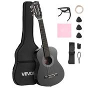 VEVOR Chitarra Classica, 780 mm, in Legno per Principianti, con Corde in Nylon, Custodia Morbida, Tracolla, Accordatore, Corde Extra, Plettri, Capotasto, Tiglio, per Adolescenti, Adulti, Nero