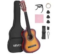 VEVOR Chitarra Classica, 780 mm, in Legno per Principianti, con Corde in Nylon, Custodia Morbida, Tracolla, Accordatore, Corde Extra, Plettri, Capotasto, Tiglio, per Adolescenti, Adulti, Sunburst