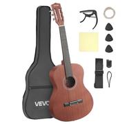 VEVOR Chitarra Classica, 900 mm, in Legno per Principianti, con Corde in Nylon, Custodia Morbida, Tracolla, Accordatore, Corde Extra, Plettri, Capotasto, Sapele, per Adolescenti, Adulti, Naturale