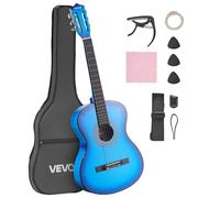 VEVOR Chitarra Classica, 960 mm, in Legno per Principianti, con Corde in Nylon, Custodia Morbida, Tracolla, Accordatore, Corde Extra, Plettri, Capotasto, Tiglio, per Adolescenti, Adulti, Blu