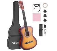 VEVOR Chitarra Classica, 960 mm, in Legno per Principianti, con Corde in Nylon, Custodia Morbida, Tracolla, Accordatore, Corde Extra, Plettri, Capotasto, Tiglio, per Adolescenti, Adulti, Sunburst