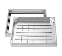 VEVOR Chiusino Pedonabile con Telaio 500 x 500 mm, Chiusino Carrabile con Telaio per Canale di Drenaggio in Acciaio al Carbonio Superficie Anodizzata Copertura di Accesso per Ispezione Canali