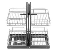 VEVOR Cieco Angolo Estraibile Organizzatore, 2 Ripiani 4 Ripiani Organizer per Mobile da Cucina, Cestino Portaoggetti in Acciaio al Carbonio Cromato con Apertura a Sinistra Destra 420 x 265 x 90 mm