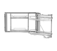 VEVOR Cieco Angolo Estraibile Organizzatore, 2 Tier 4 Ripiani Organizer per Mobile da Cucina, Cestino Portaoggetti in Acciaio al Carbonio Cromato con Apertura a Sinistra Destra 860 x 535 x 560 mm