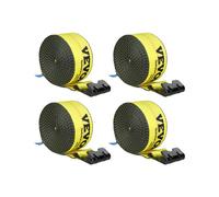 VEVOR Cinghie per verricello, 4" x 30', Capacità di carico 6000 libbre, Resistenza alla rottura 18000 libbre, Cinghie per camion con gancio piatto, soccorsi, salva alberi, giallo (confezione da 4)