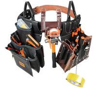 VEVOR Cintura porta attrezzi, 31 tasche, regolabile da 81 cm a 137 cm, in pelle resistente, borsa per attrezzi staccabile per elettricista, falegname, tuttofare, falegname, edilizia, nero/marrone