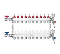 VEVOR Collettore di Riscaldamento Radiante a 10 Rami, Collettore per Tubi PEX da 12,7 mm in Acciaio Inossidabile PEX, con Adattatori da 12,7 mm, per Pavimento Radiante Idronico, Kit Collettore PEX