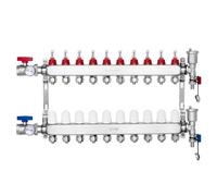 VEVOR Collettore di Riscaldamento Radiante a 10 Rami, Collettore per Tubi PEX da 12,7 mm in Acciaio Inossidabile PEX, con Adattatori da 12,7 mm, per Pavimento Radiante Idronico, Kit Collettore PEX