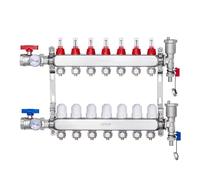 VEVOR Collettore di Riscaldamento Radiante a 7 Rami, Collettore per Tubi PEX da 12,7 mm in Acciaio Inossidabile PEX, con Adattatori da 12,7 mm, per Pavimento Radiante Idronico, Kit Collettore PEX