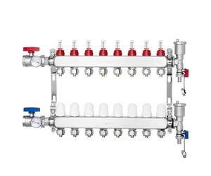 VEVOR Collettore di Riscaldamento Radiante a 8 Rami, Collettore per Tubi PEX da 12,7 mm in Acciaio Inossidabile PEX, con Adattatori da 12,7 mm, per Pavimento Radiante Idronico, Kit Collettore PEX