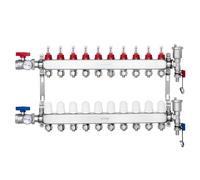 VEVOR Collettore di Riscaldamento Radiante a 10 Rami, Collettore per Tubi PEX da 12,7 mm in Acciaio Inossidabile PEX, con Adattatori da 12,7 mm, per Pavimento Radiante Idronico, Kit Collettore PEX