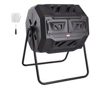 VEVOR Compostiera da Giardino Rotante 162,7L Doppia Camera, Compostiera Girevole a 360° in PP Senza BPA Portata max. 50 kg per Compostaggio Rifiuti Organici di Cucina per Giardinaggio Cortile Esterno