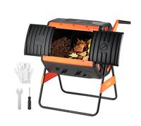 VEVOR Compostiera da Giardino Rotante a Doppia Camera da 200 L per Esterni con 2 Porte Scorrevoli e Sistema di Aerazione, Compostiera Rotativa per Rifiuti Esterni, da Cucina e da Cortile.