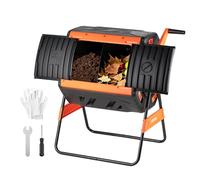 VEVOR Compostiera da Giardino Rotante a Doppia Camera da 200 L per Esterni con 2 Porte Scorrevoli e Sistema di Aerazione, Compostiera Rotativa per Rifiuti Esterni, da Cucina e da Cortile.