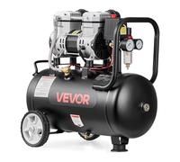 VEVOR Compressore d'Aria 24 L, 1,1 kW, Senza Olio, Portata 68 L/min, Pressione Massima 8 Bar, Compatto e Portatile su Ruote, per Officina, Gonfiaggio Pneumatici, Verniciatura e Lavorazione del Legno