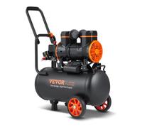 VEVOR Compressore d'Aria 24L Portatile Senza Olio Motore 1450W Velocità 2800 giri/min per Aerografo Inchiodatura, Compressore d'Aria a Secco Portatile Rumore 70dB 2 Silenziatori Temperatura -50℃ - 40℃