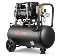 VEVOR Compressore d'Aria 30 L Senza Olio, 1,5 kW, Portata 126 L/min, Pressione Massima 8 Bar, Compatto e Portatile con Ruote, per Gonfiaggio Pneumatici, Verniciatura a Spruzzo, Officina e Fai da Te