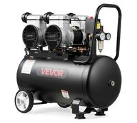 VEVOR Compressore d'Aria 50 L, 3 kW (4HP), Senza Olio, Portata 255 L/min, Pressione Massima 8 Bar, Compatto e con Ruote, per Officina, Gonfiaggio Pneumatici, Verniciatura e Lavorazione del Legno