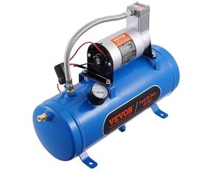 VEVOR Compressore d'aria da 12 V con serbatoio da 1,6 galloni, compressore a tromba del treno, pressione di esercizio 120 psi, gonfiaggio di pneumatici, materassi ad aria