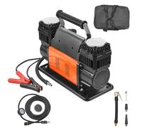 VEVOR Compressore d'Aria Gonfiatore 12V, Gonfiatore per Pneumatici Doppio Cilindro Portatile, Kit Gonfiatore per Pneumatici da 300 L/min, 10,3 Bar, con Adattatori, per Camion, Auto, SUV, 4x4, RV