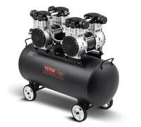 VEVOR Compressore d'Aria, Serbatoio in Acciaio 75 L Compressore d'Aria Senza Olio, Compressore Portatile Ultra Silenzioso da 78 dB per Riparazioni Auto, Gonfiaggio Pneumatici, Verniciatura a Spruzzo