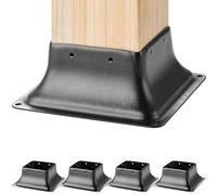 VEVOR Confezione da 4 Supporti per Pali in Legno 4'' x 4'' 102x102 mm, Base per Pali Interni 91,4x91,4 mm in Acciaio a Carbonio per Ancoraggio Pali in Legno Ringhiere, Corrimano di Terrazze, Portici