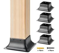 VEVOR Confezione da 4 Supporti per Pali in Legno 4'' x 4'' 102x102 mm, Base per Pali Interni 91,4x91,4 mm in Acciaio a Carbonio per Ancoraggio Pali in Legno Ringhiere, Corrimano di Terrazze, Portici