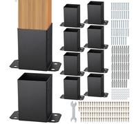 VEVOR 4x4 Post PCS Confezione di Supporti 10 Pezzi 101,6 x 101,6 mm, Base Interni 91 x 91 mm in Acciaio a Carbonio per Ancoraggio Pali in Legno Ringhiere, Corrimano di Terrazze, Portici, Black