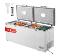 VEVOR Congelatore a Pozzetto 561 L, Congelatore Grande Libera Installazione Doppia Porta Superiore, Temperatura Regolabile 7 Livelli, Illuminazione a LED 4 Cestelli Estraibili 6 Ruote