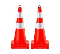 VEVOR Coni di Sicurezza 6 x 28" per Regolamento del Traffico, Coni da Delimitazione in PVC Colore Arancione, con 2 Collari Riflettenti, per il Controllo del Traffico Scolastico e Parcheggio Stradale