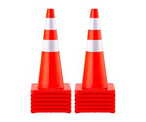 VEVOR Coni di Sicurezza, Altezza 73 cm, Coni Traffico Arancione in PVC da 12 Pezzi con 2 Collari Riflettenti e Base Pesata, Utilizzati per il Controllo del Traffico, il Parcheggio Stradale