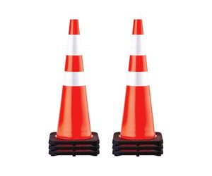VEVOR Coni per la Sicurezza del Traffico 6 Coni per Parcheggio in PVC da 91,4 cm con 2 Collari Riflettenti 35,6 x 35,6 cm Base in Gomma Nera per Strade di Avvertimento più Elevate Cantieri